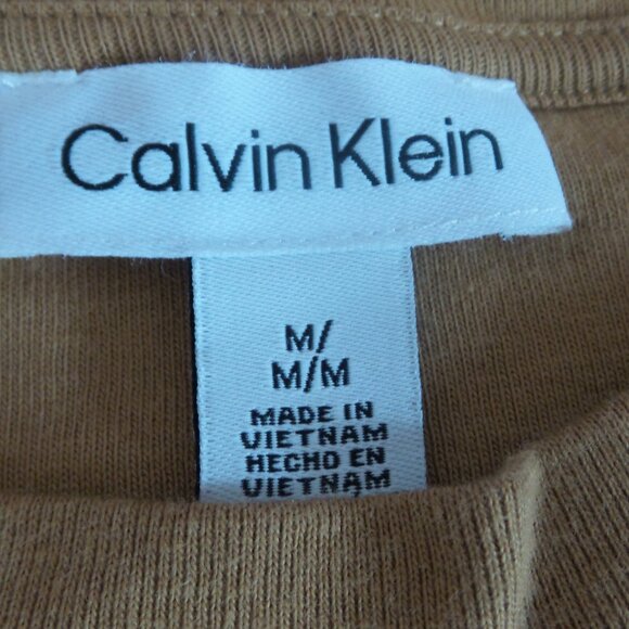 CALVIN KLEIN Women's Beige/Light Brown Short Sleeve Top Size Medium Like NEW - Picture 14 of 15